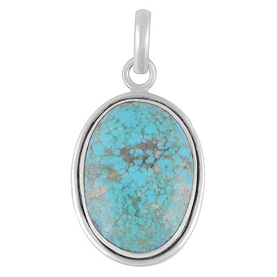 Plain Collet Natural Arizona Turquoise Oval Shape 925 Sterling Solid Silver Pendant - R102099-9