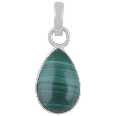 Gorgeous Plain Malachite Pear Shape 925 Sterling Solid Silver Pendants - R102100-12