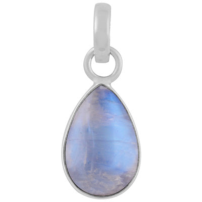 Gorgeous Plain Rainbow Moonstone Pear Shape 925 Sterling Solid Silver Pendants - R102100-4