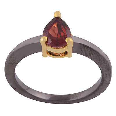 Gorgeous Gemstome Nickle-free Rhodium Multicoloured Plating Garnet Pear Shape 925 Sterling Solid Silver Ring - R1088-9