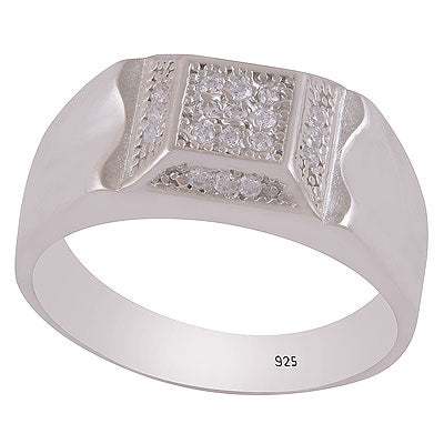 Gorgeous Band Diamond White Cubic Zirconia Round Shape 925 Sterling Solid Silver Ring - R1100027-1