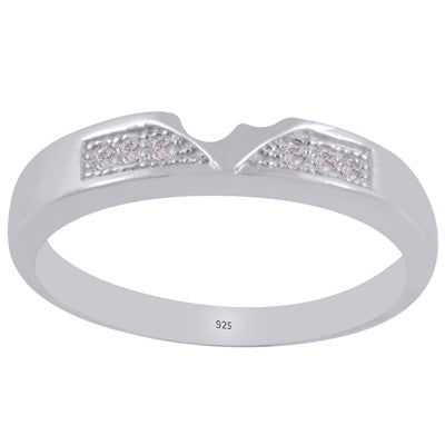 Alluring Cubic Zirconia Diamonds Studded Around White Cubic Zirconia Round Shape 925 Sterling Solid Silver Ring - R1100032-1