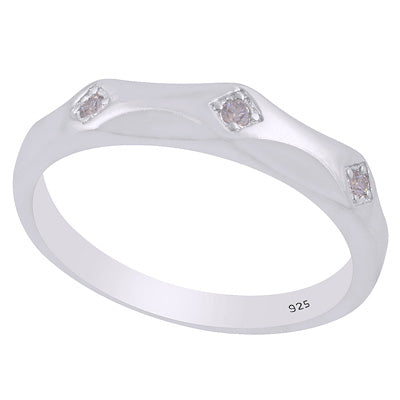 Stunning Shaped Cz Diamonds Studded White Cubic Zirconia Round Shape 925 Sterling Solid Silver Ring - R1100040-1