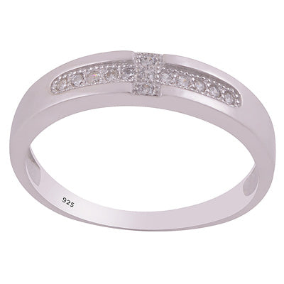 Stunning Diamonds Studded Around White Cubic Zirconia Round Shape 925 Sterling Solid Silver Ring - R1100042-1