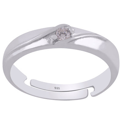Gorgeous Embossed Design Around Cz Diamonds White Cubic Zirconia Round Shape 925 Sterling Solid Silver Ring - R1100046-1