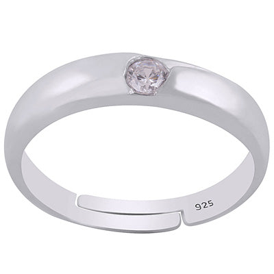 Beautiful Cz Diamond Studded Around White Cubic Zirconia Round Shape 925 Sterling Solid Silver Ring - R1100047-1