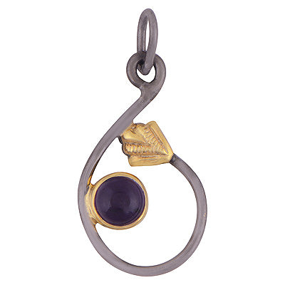 Gorgeous Arrow Around Amethyst Round Shape Multicoloured Plated 925 Sterling Solid Silver Pendant - R1106-10