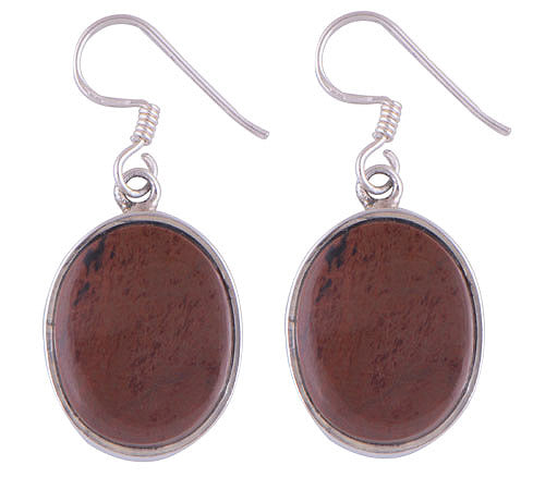 925 Sterling Silver Mahogany Obsidian Earrings - R1500007-21