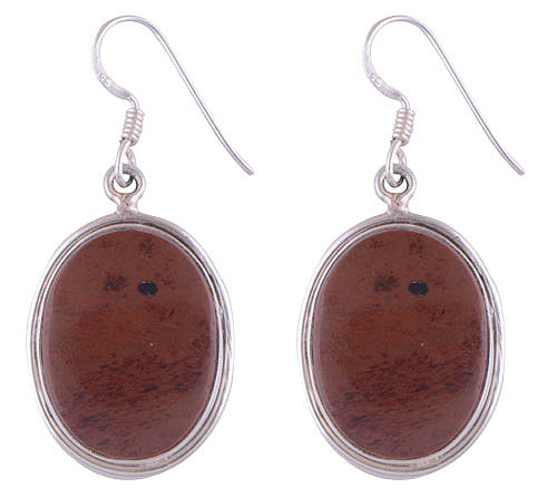 925 Sterling Silver Mahogany Obsidian Earrings - R1500009-7