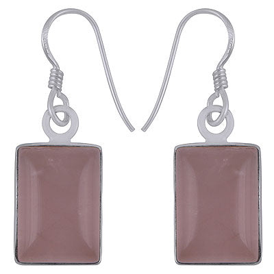 Stunning Gemstones Rose Quartz Rectangle Shape 925 Sterling Solid Silver Dangle Earrings - R1500231-5