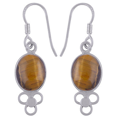 925 Sterling Silver Tiger's Eye Earrings - R1500241-7
