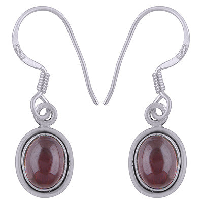 Plain Wire Around Garnet Oval Shape 925 Sterling Solid Silver Earrings - R1500293-6