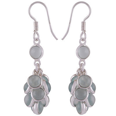 Gorgeous Multiple Gemstones Hanging Around Aqua Chalcedony Round Shape 925 Sterling Solid Silver Dangle Earrings - R1500319-29