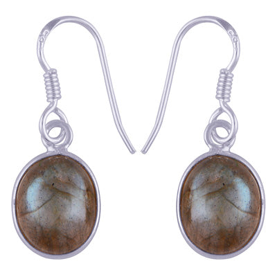 Beautiful Handmade Bezel Labradorite Oval Shape 925 Sterling Solid Silver Dangle Earrings - R1500341-27