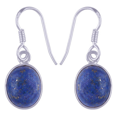 Beautiful Handmade Bezel Lapis Oval Shape 925 Sterling Solid Silver Dangle Earrings - R1500341-32
