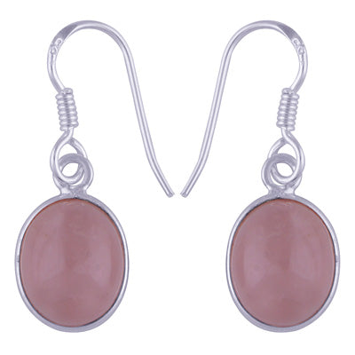 Beautiful Handmade Bezel Rose Quartz Oval Shape 925 Sterling Solid Silver Dangle Earrings - R1500341-41
