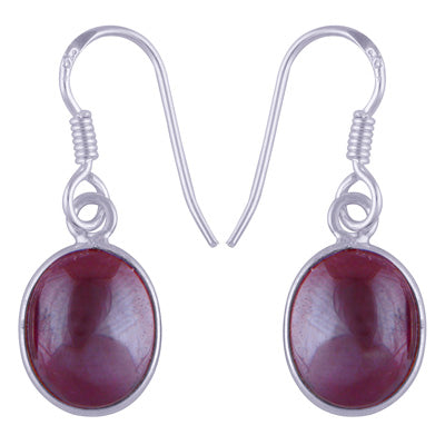 Beautiful Handmade Bezel Garnet Oval Shape 925 Sterling Solid Silver Dangle Earrings - R1500341-6