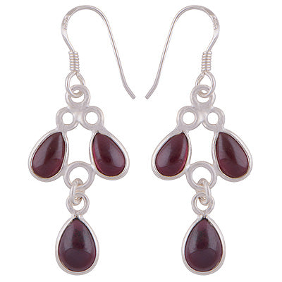 Beautifully Handcrafted Bezel With Gemstones Garnet Pear Shape 925 Sterling Solid Silver Dangle Earrings - R1500351-5