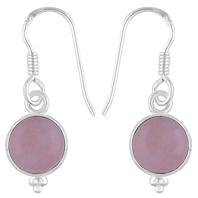 Gorgeous Rawa Work at Bottom Bezel Rose Quartz Round Shape 925 Sterling Solid Silver Dangle Earrings - R1500360-185