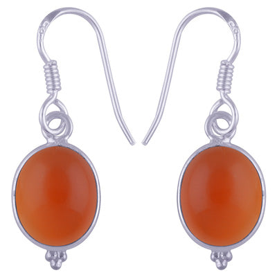 Gorgeous With Rawa Bezel Carnelian Oval Shape 925 Sterling Solid Silver Dangle Earrings - R1500368-243