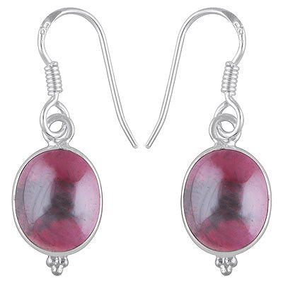 Gorgeous With Rawa Bezel Garnet Oval Shape 925 Sterling Solid Silver Dangle Earrings - R1500384-2