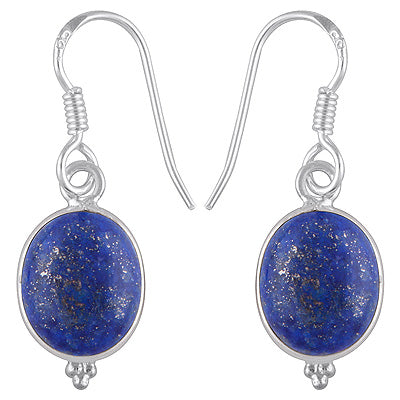 Gorgeous With Rawa Bezel Lapis Oval Shape 925 Sterling Solid Silver Dangle Earrings - R1500384-6
