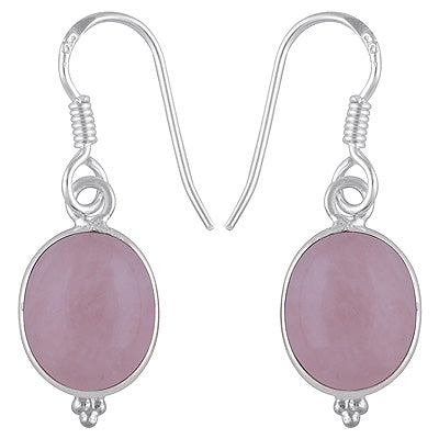 Gorgeous With Rawa Bezel Rose Quartz Oval Shape 925 Sterling Solid Silver Dangle Earrings - R1500384-8