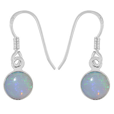 Gorgeous Shaped Gemstone Ethiopian Opal Round Shape 925 Sterling Solid Silver Dangle Earrings - R1500388-5