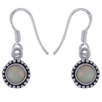 Beautiful Rawa Work Around Ethiopian Opal Round Shape 925 Sterling Silver Dangle Earrings - R1500394-2