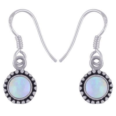 Beautiful Rawa Work Around Ethiopian Opal Round Shape 925 Sterling Solid Silver Dangle Earrings - R1500394-5