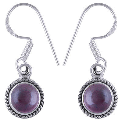 Alluring Twisted Wire Work Around Garnet Round Shape 925 Sterling Solid Silver Dangle Earrings - R1500492-27