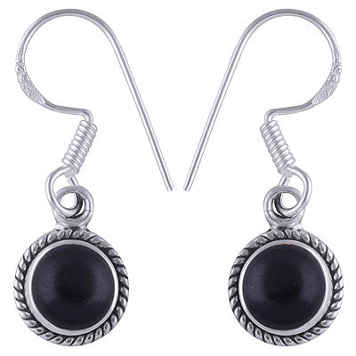 Alluring Twisted Wire Work Around Black Onyx Round Shape 925 Sterling Solid Silver Dangle Earrings - R1500492-35