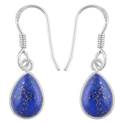 Beautiful Handmade Bezel Lapis Pear Shape 925 Sterling Solid Silver Dangle Earrings - R1500553-107