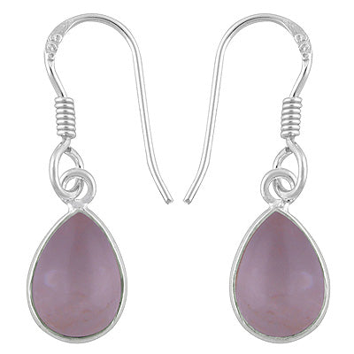 Beautiful Handmade Bezel Rose Quartz Pear Shape 925 Sterling Solid Silver Dangle Earrings - R1500553-112