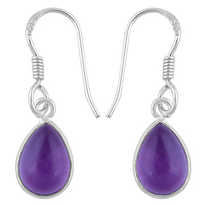 Beautiful Handmade Bezel Amethyst Pear Shape 925 Sterling Solid Silver Dangle Earrings - R1500553-69