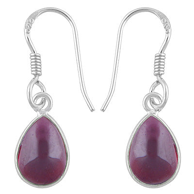 Beautiful Handmade Bezel Garnet Pear Shape 925 Sterling Solid Silver Dangle Earrings - R1500553-70
