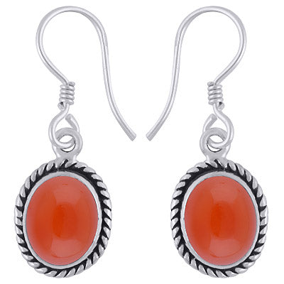 Alluring Twisted Wire Work Around Carnelian Oval Shape 925 Sterling Solid Silver Dangle Earrings - R1500570-7