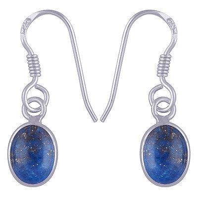 Gorgeous Plain Lapis Oval Shape 925 Sterling Solid Silver Dangle Earrings - R1500583-77