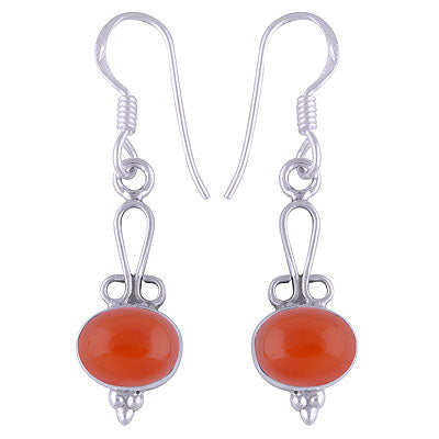 Alluring Extended Wire Work Around Carnelian Oval Shape 925 Sterling Solid Silver Dangle Earrings - R1500691-241