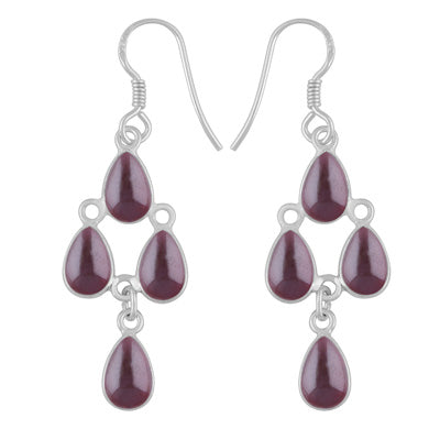 Chandelier Beautiful Garnet Pear Shape 925 Sterling Solid Silver Dangle Earrings - R1500736-129