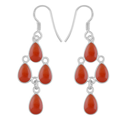 Chandelier Beautiful Carnelian Pear Shape 925 Sterling Solid Silver Dangle Earrings - R1500736-272