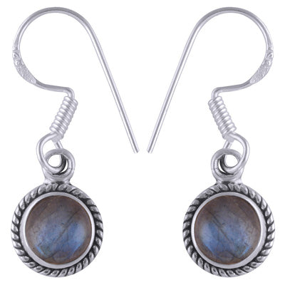 Authentic Wire Work Around Labradorite Round Shape 925 Sterling Solid Silver Earrings - R1500754-164