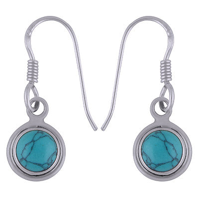 Gorgeous Handcrafted Work Around Turquoise Round Shape 925 Sterling Solid Silver Dangle Earrings - R1500816-173