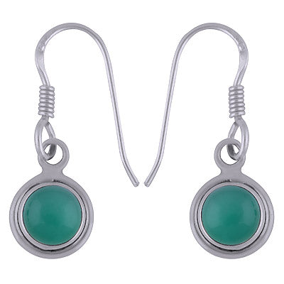 Gorgeous Handcrafted Work Around Green Onyx Round Shape 925 Sterling Solid Silver Dangle Earrings - R1500816-179