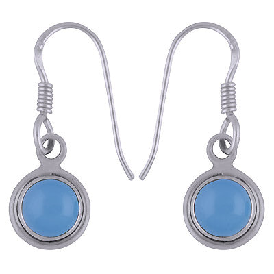 Gorgeous Handcrafted Work Around Blue Chalcedony Round Shape 925 Sterling Solid Silver Dangle Earrings - R1500816-181