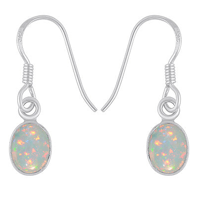 Plain Collet Natural Ethiopian Opal Oval Shape 925 Sterling Solid Silver Dangle Earrings - R1500827-2