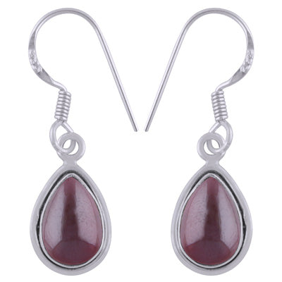 Plain Wire Around Garnet Pear Shape 925 Sterling Solid Silver Dangle Earrings - R1500837-2