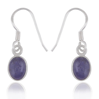 Plain Collet Natural Tanzanite Oval Shape 925 Sterling Solid Silver Dangle Earrings - R1500861-20