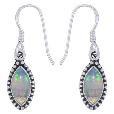 Stunning Rawa Work Around Ethiopian Opal Marquise Shape 925 Sterling Solid Silver Dangle Earrings - R1500896-29