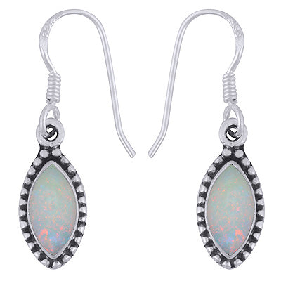 Stunning Rawa Work Around Ethiopian Opal Marquise Shape 925 Sterling Solid Silver Dangle Earrings - R1500896-30